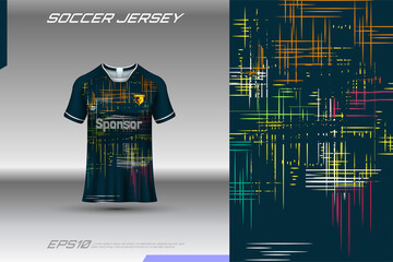 Sports jersey and t-shirt template sports jersey design vector mockup. Sports design for football, racing, gaming jersey. Vector.
