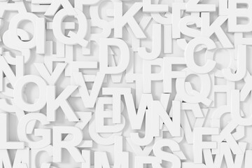 Abstract background of alphabet. 3D rendering.