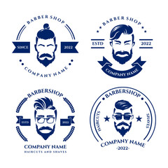 vintage barbershop label logo collection