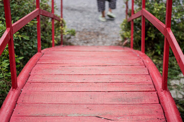 Fototapeta na wymiar red wooden stairs