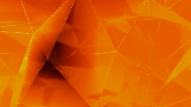 Neural Network. Intelligent Smart Grid and AI Concept. Orange Tech Background. 3D Render.