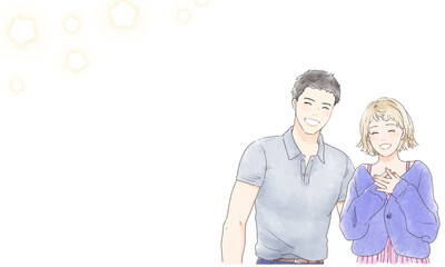 笑顔のカップル　テキストスペース