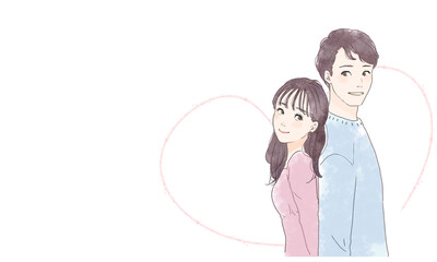 寄り添うカップル　テキストスペース