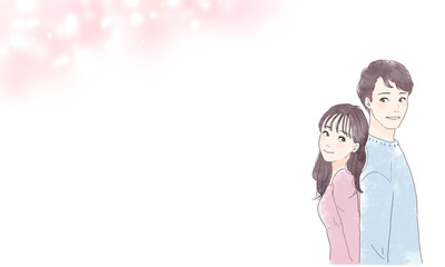 寄り添うカップル　テキストスペース