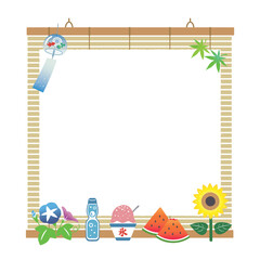 すだれ　朝顔　風鈴　かき氷　背景