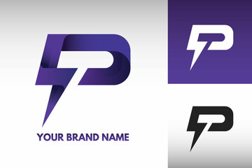 Logo Letter D monogram Electric Power thunder Lightning Style Design Vector in Gradient and monochrome color