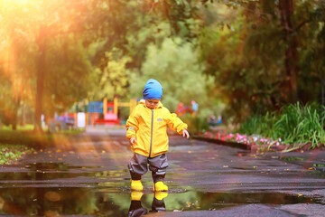 fun walk child raincoat, autumn seasonal waterproof outdoor walk