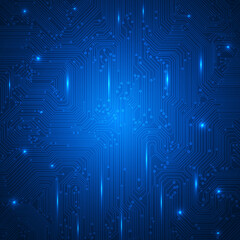 Flat blue circuit board line electronic pattern modern design vector background.