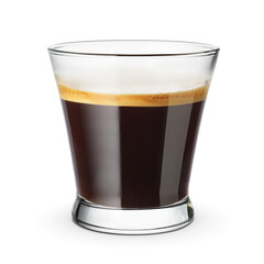 Glass of espresso coffee isolated on white.