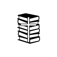 Holy bible book with cross icon isolated on white background