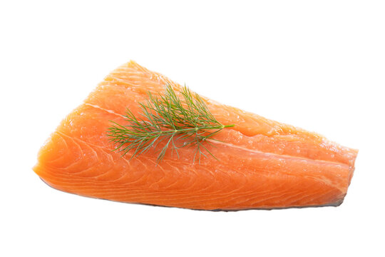 Raw Salmon Fillet Isolated On White Background