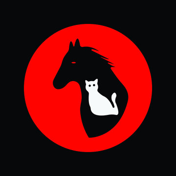 horse and cat animals vector logo 