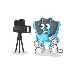 swimming fin tv reporter cartoon. cartoon mascot vector