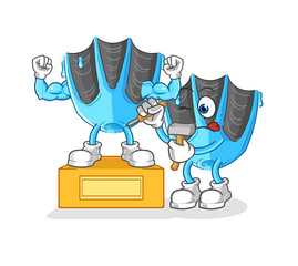 swimming fin sculptor character. cartoon mascot vector