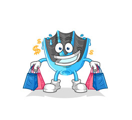 swimming fin shoping mascot. cartoon vector