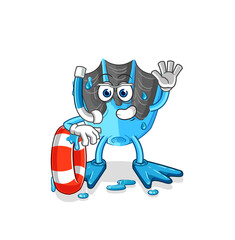 swimming fin swimmer with buoy mascot. cartoon vector
