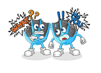 swimming fin arguing each other cartoon vector