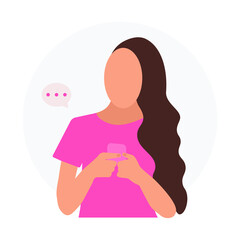 Woman illustration using smartphone