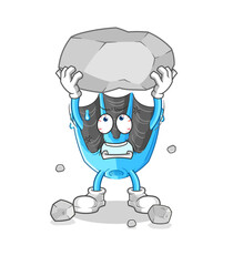 swimming fin lifting rock cartoon character vector