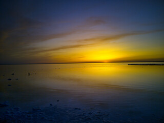 Deep blue sunset at the salt Lake Elton