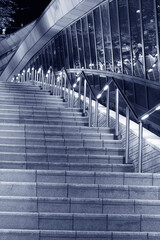 Modern stairway of modern architecture at night