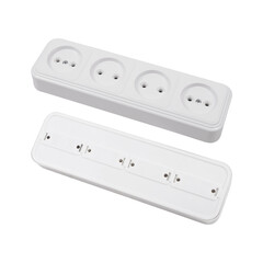 Overhead socket for 4 connectors isolated on a white background. Two angles: front and back.