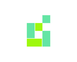 D Letter with pixel arranged logo