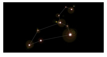Artistic vector illustration in the style of the starry sky constellation leo on a black background