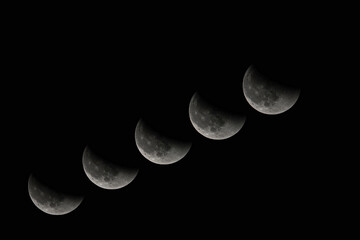 multiple exposición del Eclipse lunar del domingo 15 de mayo vista desde Acapulco