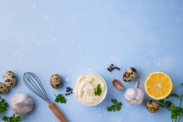 Homemade mayonnaise sauce with ingredient