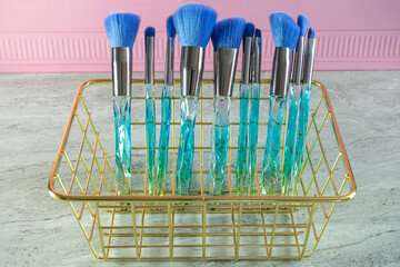 blue brushes for makeup 