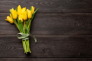 Yellow tulip flowers bouquet