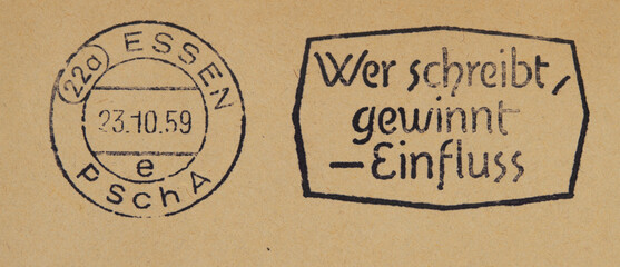 post letter mail brief vintage retro alt old slogan werbung umschlag envelope essen 1959 oktober...