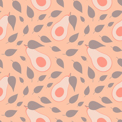 Avocado pitted seamless pattern pastel pink color