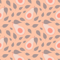 Avocado pitted seamless pattern pastel pink color