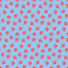 Smiling sun on blue background, simple seamless pattern for textile and wrapping paper design