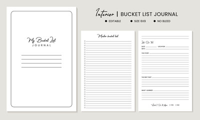 My bucket list journal  logbook kdp interior template
