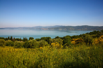 Fototapeta na wymiar Paesaggio lago Trasimeno. Umbria, Italia