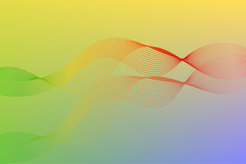 Illustration of wavy lines and multicolored background.