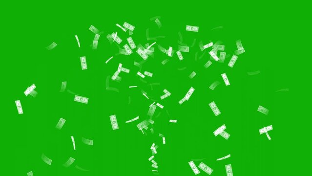 Currency notes fountain motion graphics with green screen background