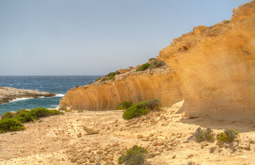 Uplifted wavecut notch on Crete, Greece, shows that the land has been lifted up or the sea level has fallen