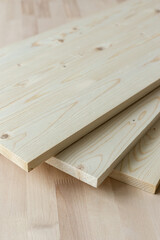 Wooden furniture board. Wooden building material.