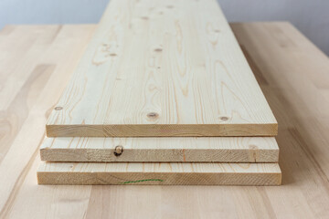 Wooden furniture board. Wooden building material.