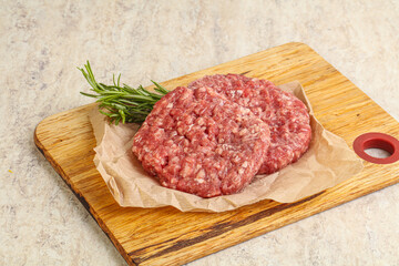 Raw beef burger cutlet for grill