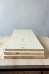 Wooden furniture board. Wooden building material.