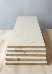 Wooden furniture board. Wooden building material.