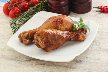 Roasted chicken legs with spicy sauce