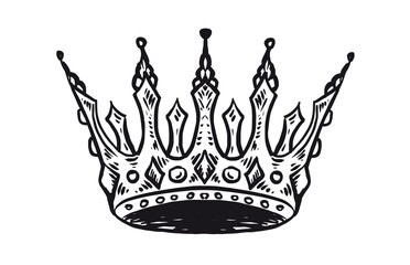Crown hand drawn illustrations. Vector.	