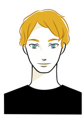 正面を見ている白人男性の手描きイラスト