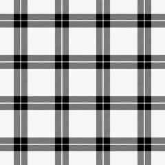 Tartan plaid. Scottish pattern in black and white cage. Scottish cage. Traditional Scottish checkered background. Seamless fabric texture. Vector illustration